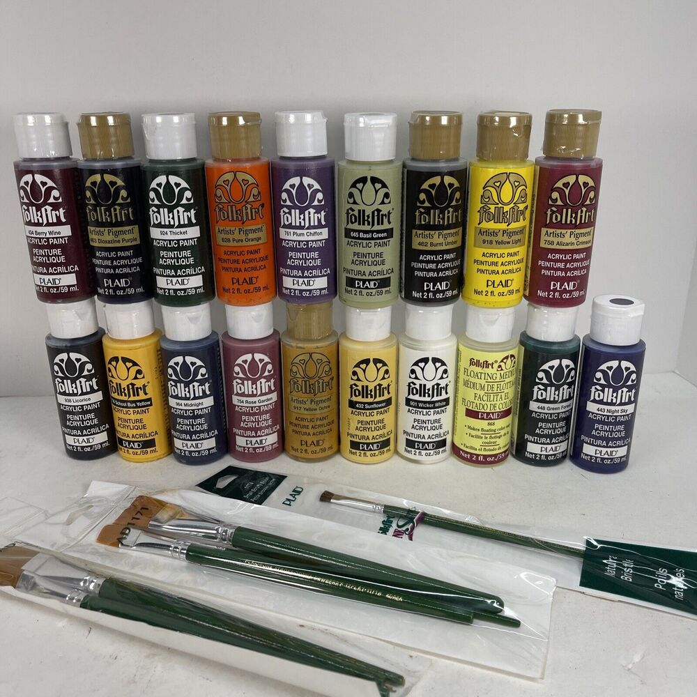 FolkArt Premium Bottle Lot of 19, Sealed Bottles 2oz Art Craft USA